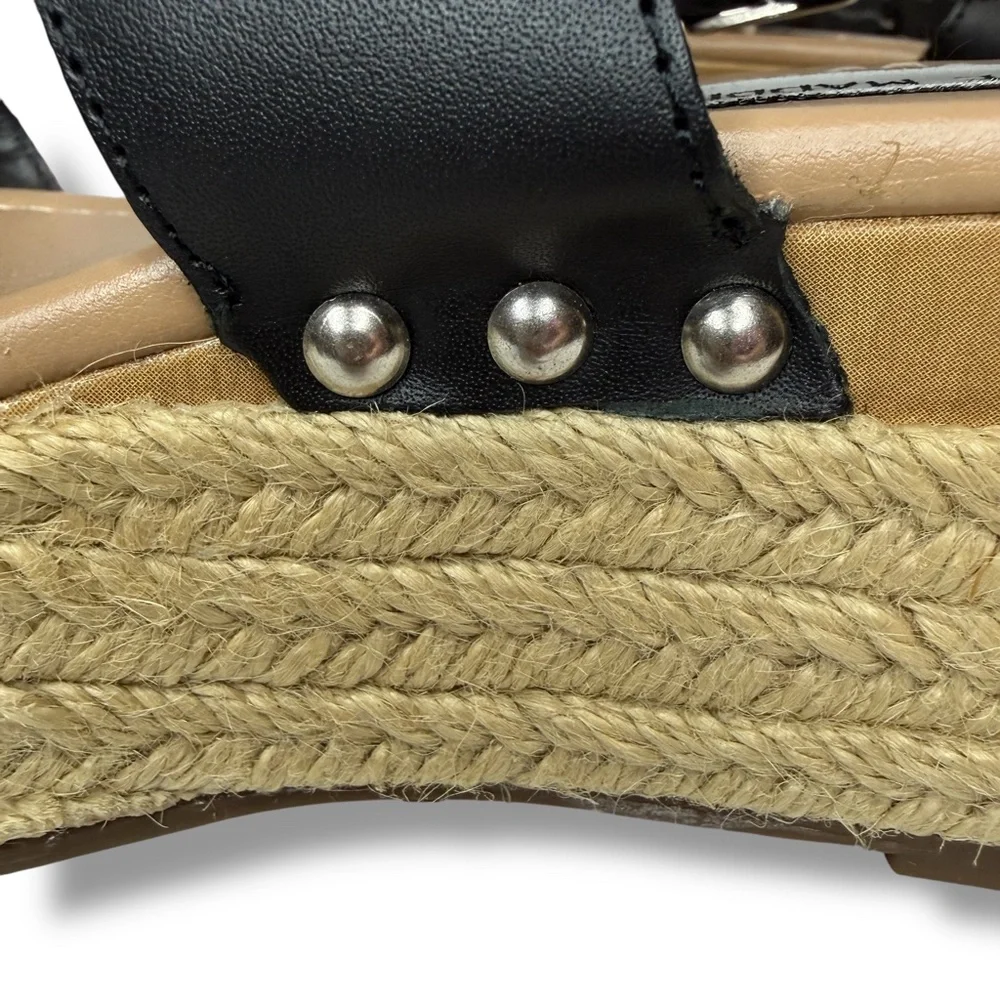 Steve Madden Fifer Espadrille Platform Wedge Sandals Black Zebra Pony Hair 7.5‎